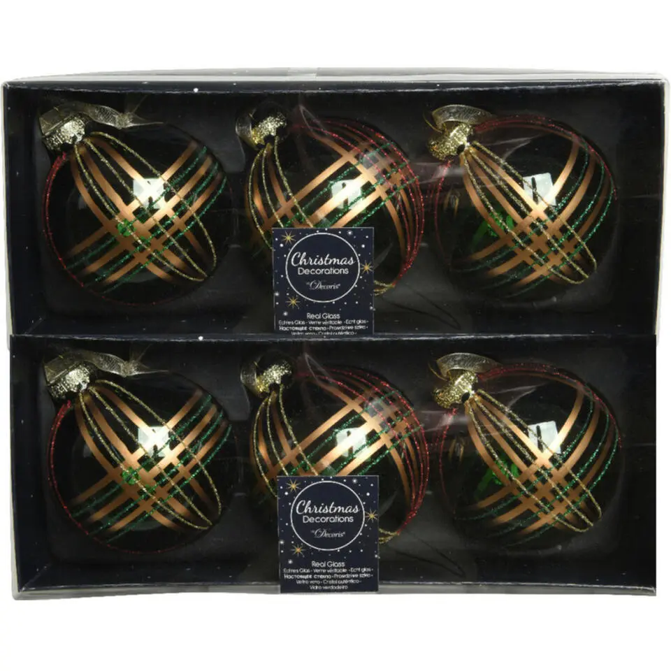 Decoris Kerstballen - 3 stuks - brass groen - 8 cm