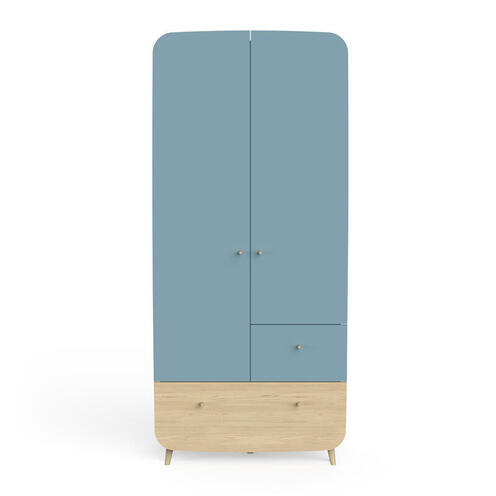 Armoire 2 portes + 2 tiroirs FIRMIANA Bleu Orage - CBA Meubles