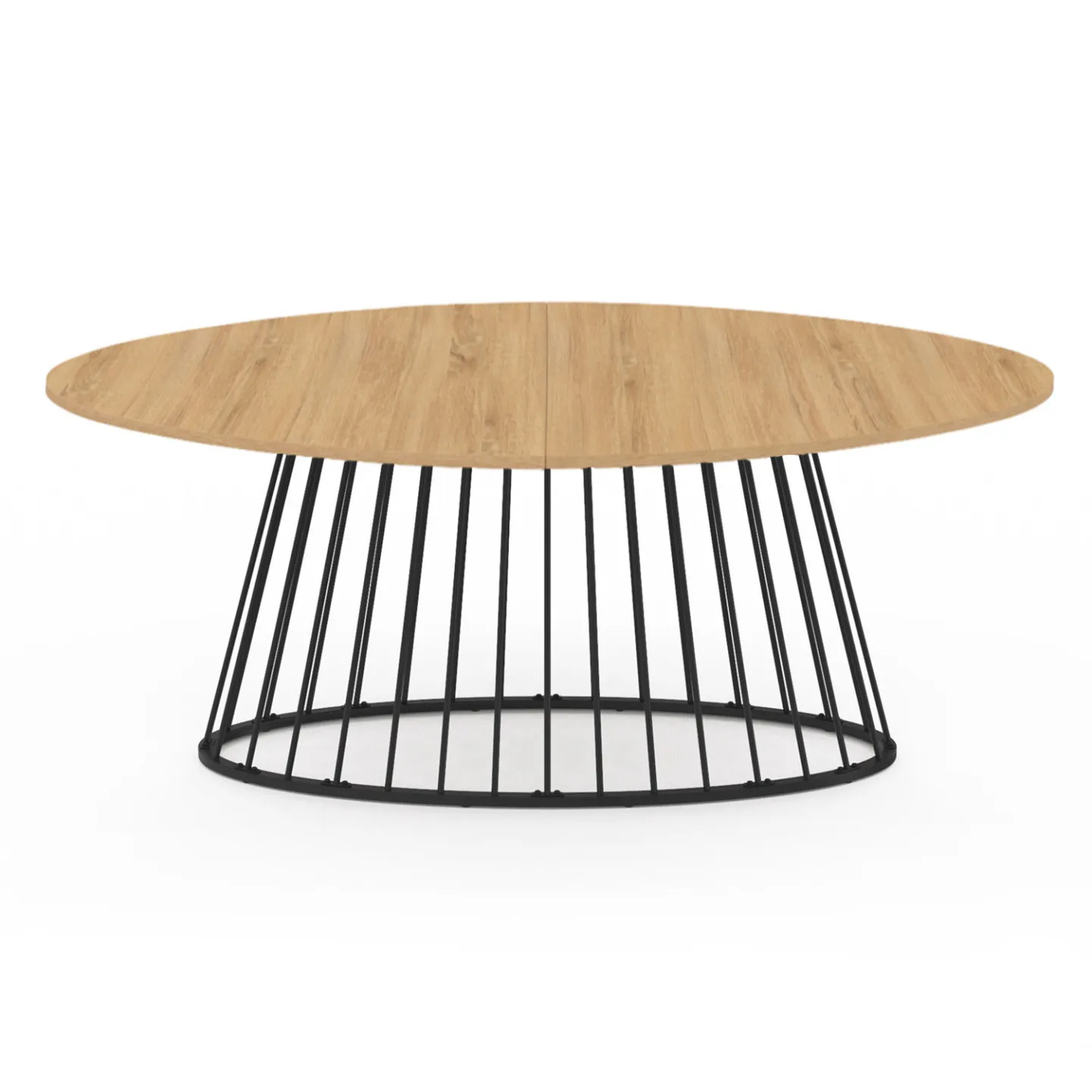 Table à manger ovale YUNA 10 personnes plateau bois et pied filaire en métal noir 200 cm