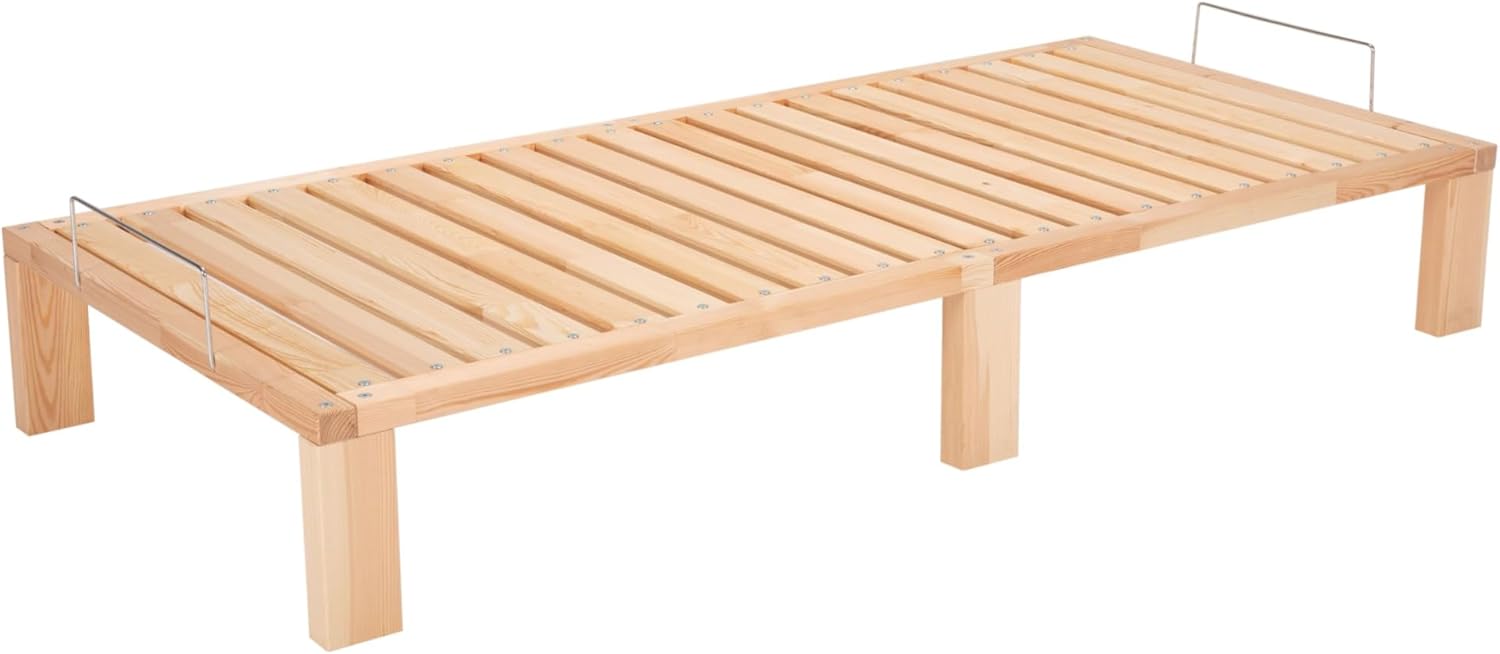 Kiefer massiv Holzbett G56, naturbelassen, mit Standardfuß 25 cm Höhe, inkl. Lattenrost und Matratzenbügeln, Liegefläche 90x200 cm