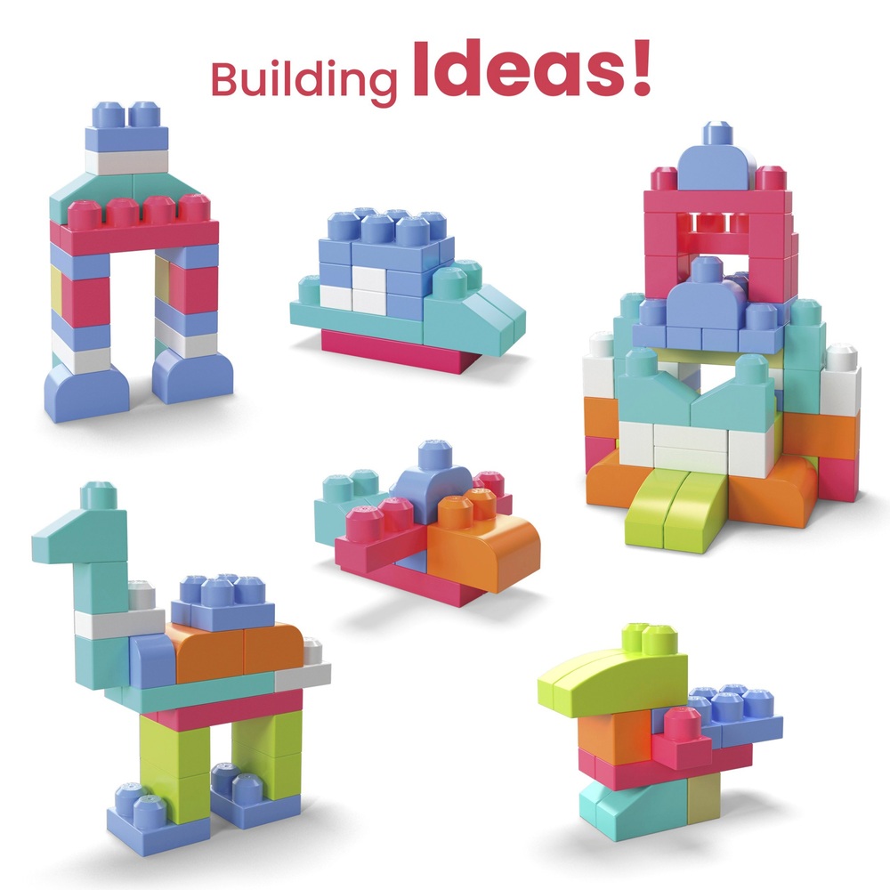 Mega Bloks 60-teiliges großes Bauset im Beutel, pink