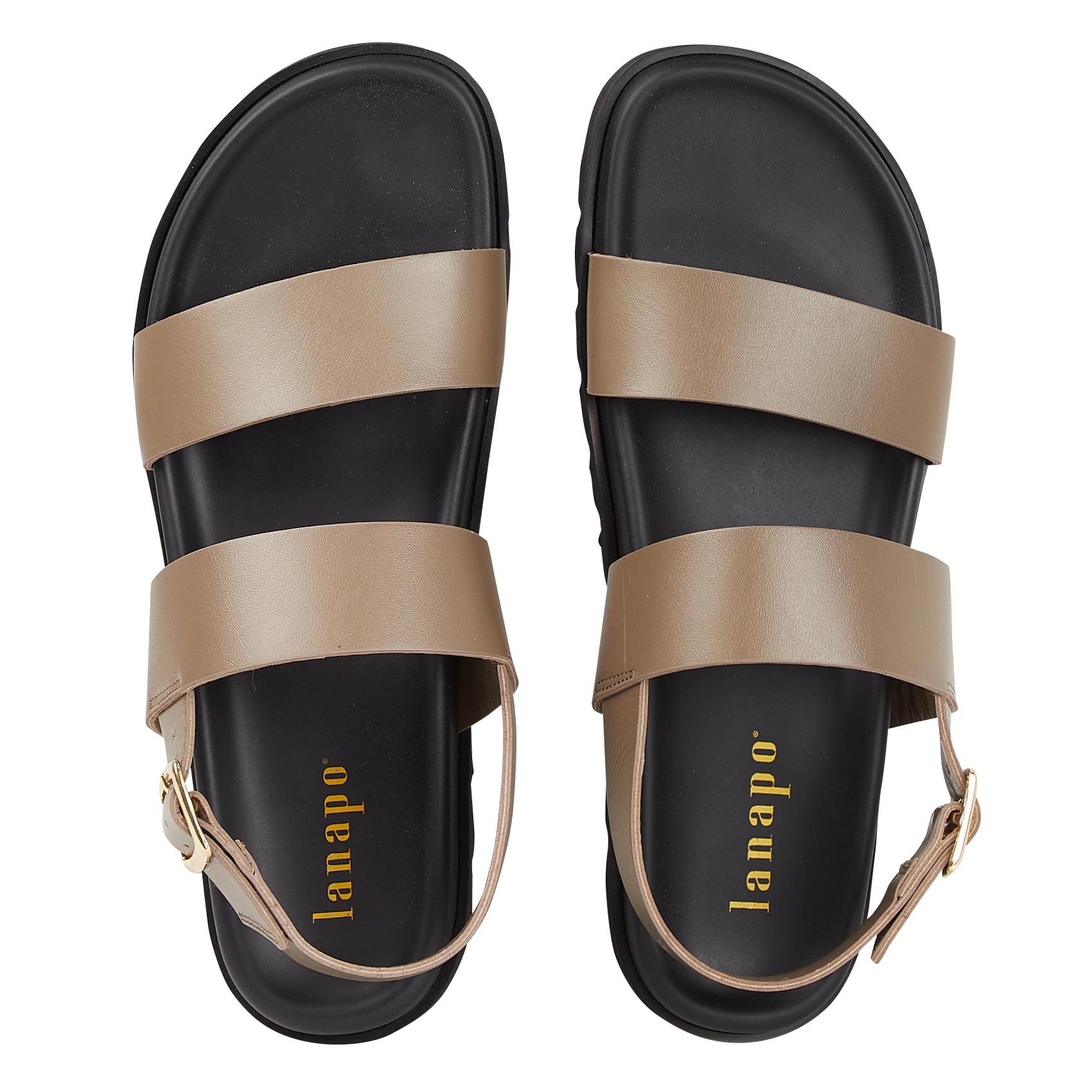 Sandales plates crantées en cuir| Kaki