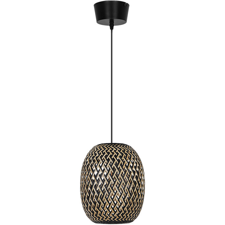 Suspension Havant bambou et métal noir ⌀23 x H.124cm 25W GoodHome