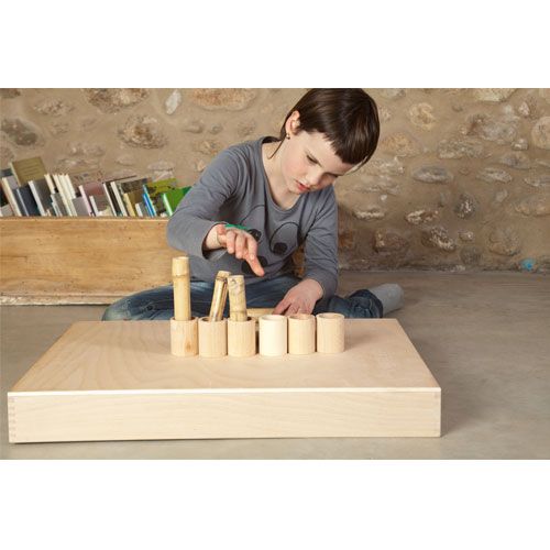 Grapat houten potjes met deksel naturel - (6 st) 16-136