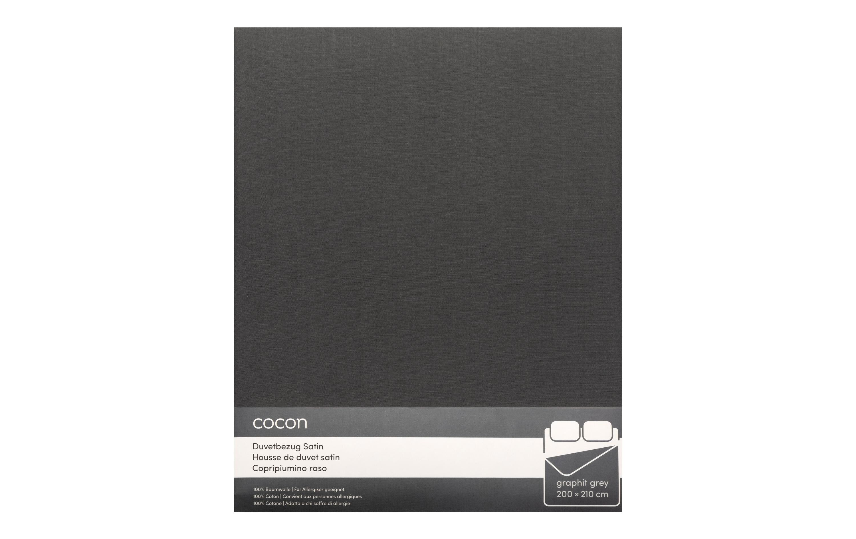 Duvetbezug Satin 200 x 210 cm, GraphitBettbezug aus reinem Baumwollsatin