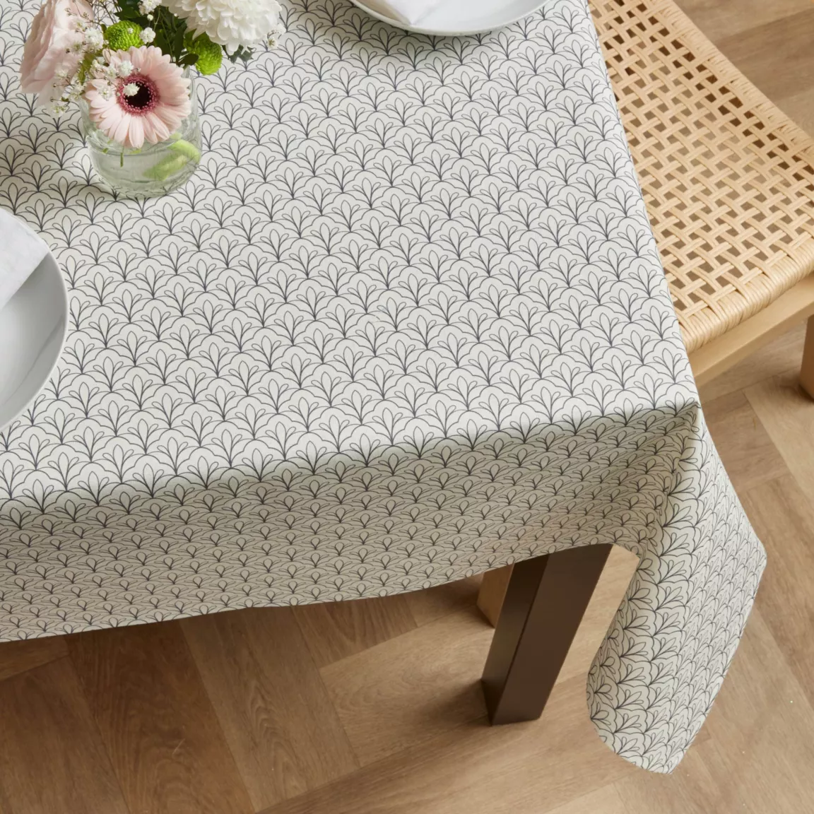 Nappe rectangulaire coton enduit (150 x 250 cm) Clara Grise