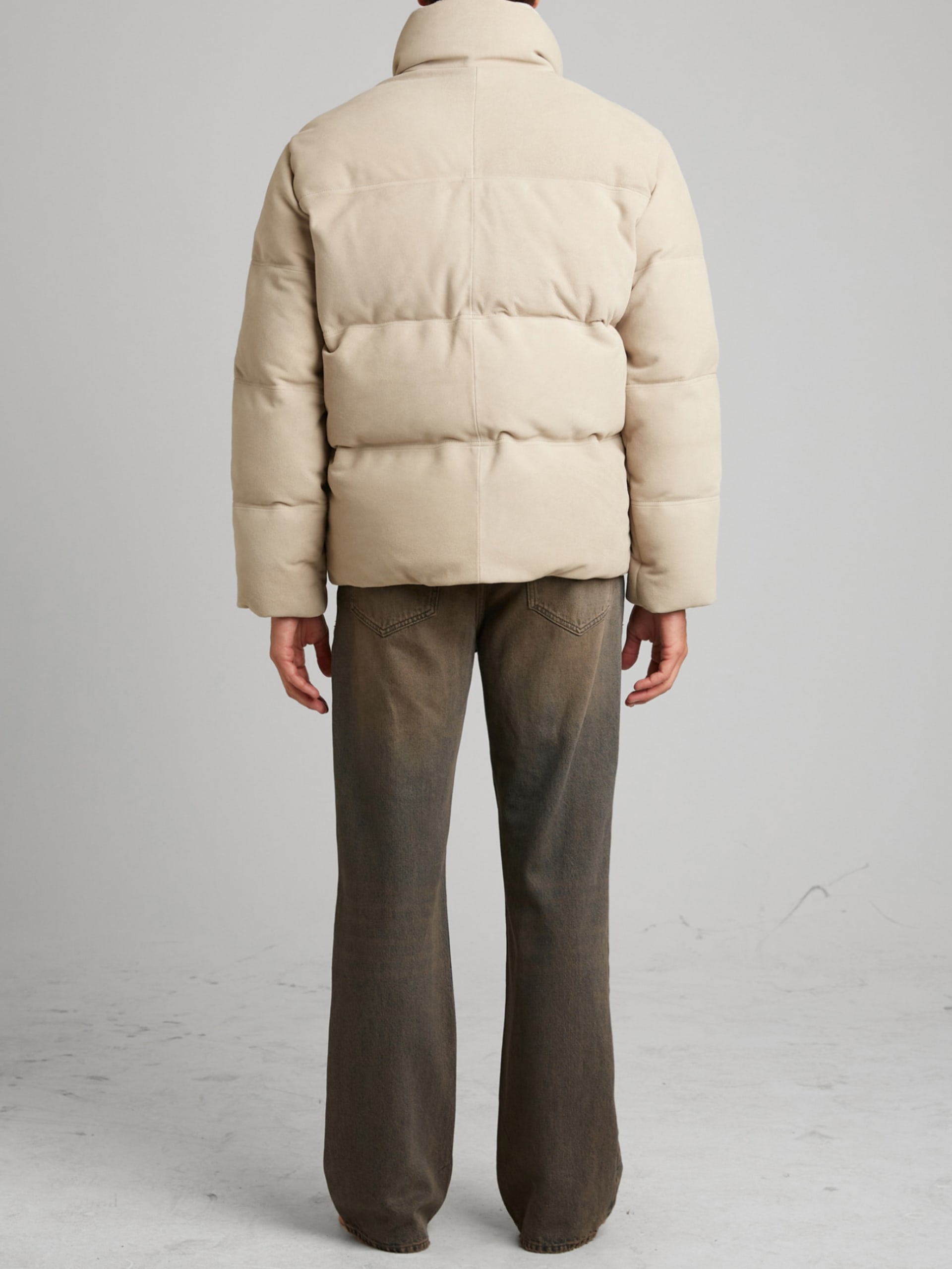 Jaqueta puffer de camurça