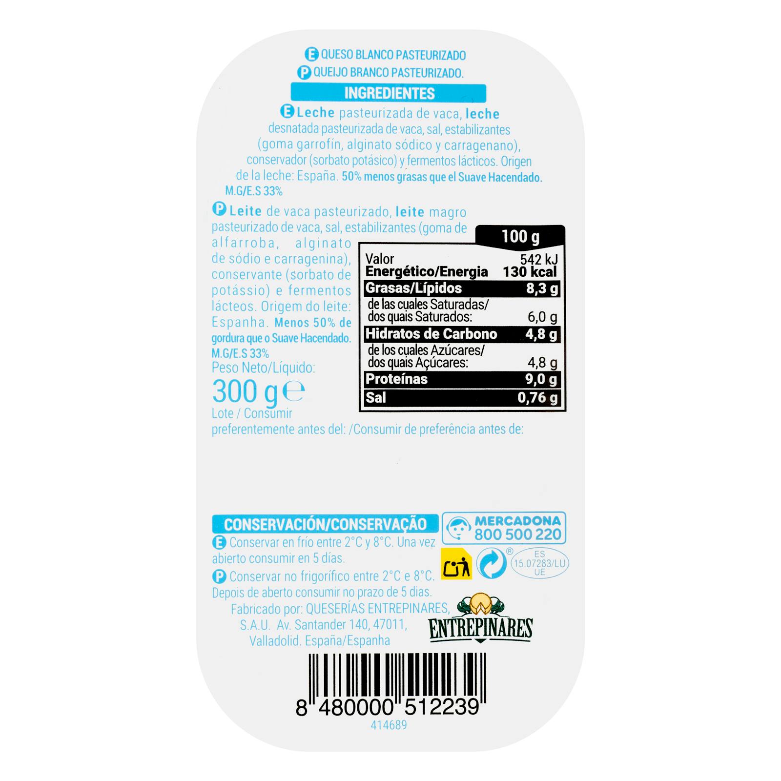 Fromage léger au lait de vache Hacendado