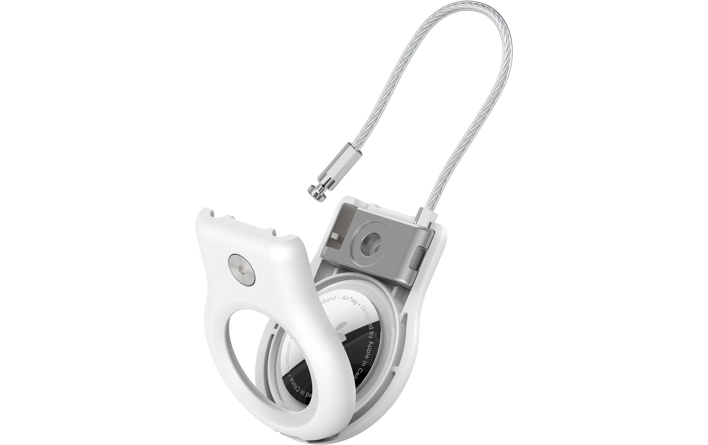 Apple AirTag Secure Holder Anhänger Hardcase Hülle Schlüsselanhänger   Sicherheitsschloss (MSC009btWH) - Weiss