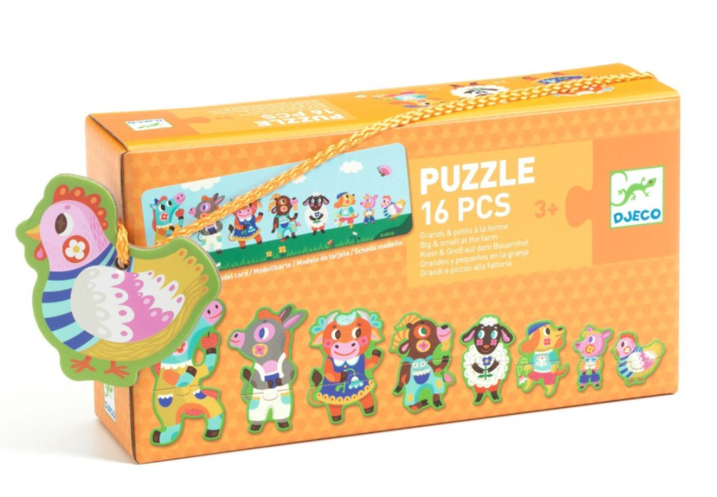 Djeco dj08266 Puzzel groot en klein op de boerderij