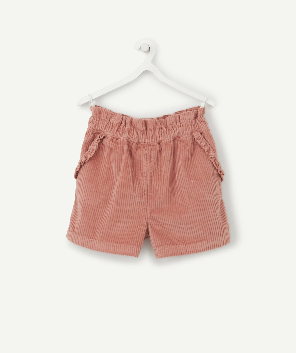 SHORT ROSE EN VELOURS CÔTELÉ FILLE