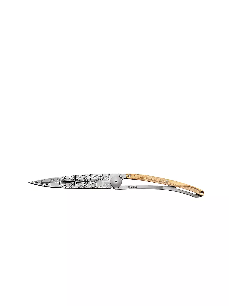 DEEJO Taschenmesser Olivenholz Titan TERRA INCOGNITA 37G silber