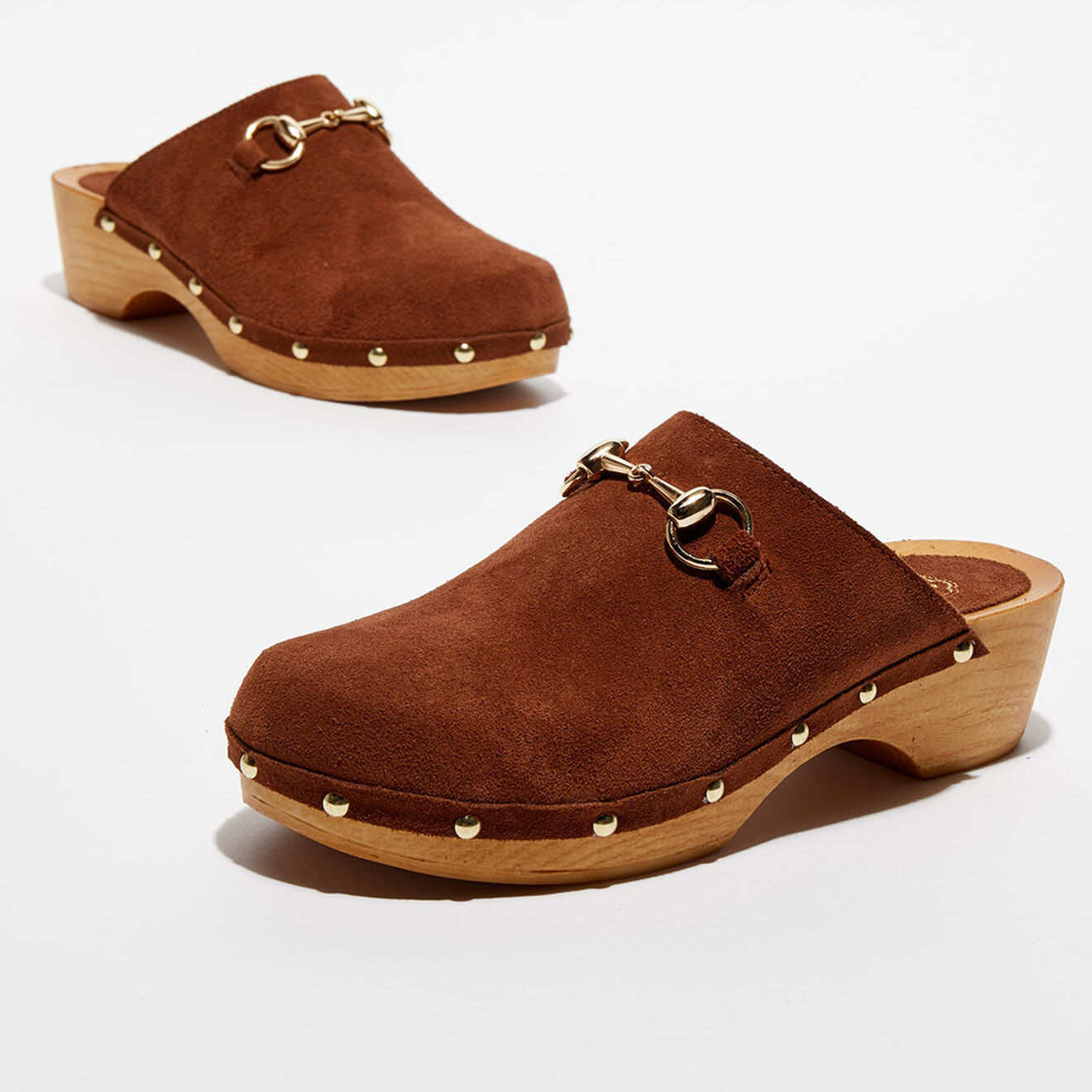 Apologie Studio Sabots en Velours de Cuir Nala marron - Talon 5 cm