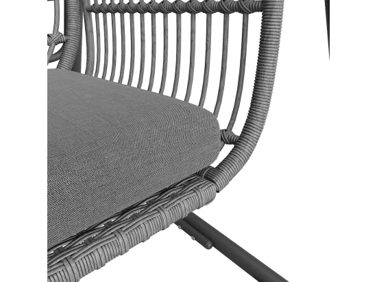 Chaise de balançoire jardin rotin synthétique 2 sièges dossier gris foncé coussins ensemble de mobilier de jardin gris