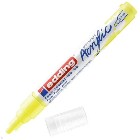 edding 5100 Acrylmarker medium - neon-gelb - 1 Acrylstift wasserfest - mittlere Rundspitze 2-3 mm