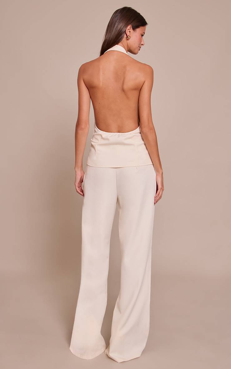 Crème Combinaison Pantalon Droit Avec Gilet
