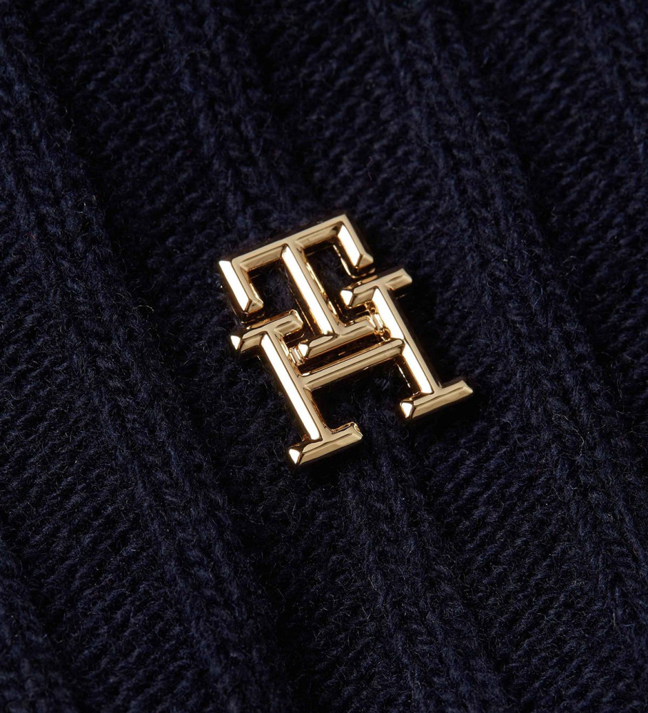 Gorro Tommy Hilfiger Essential Chic com pompom azul-marinho