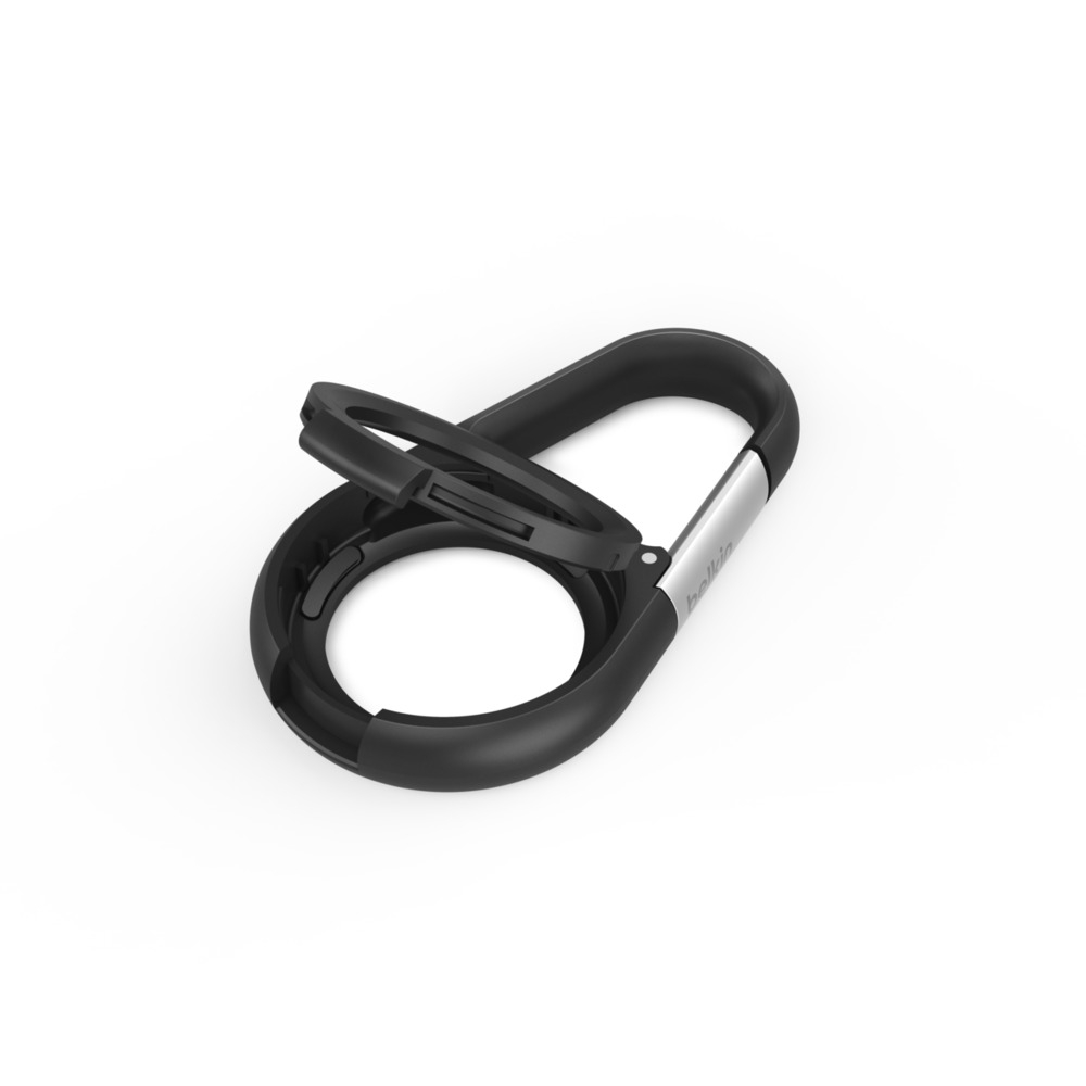 Apple AirTag Anhänger Hardcase Hülle Schlüsselanhänger mit Karabinerhaken (MSC008BTBK) - Schwarz