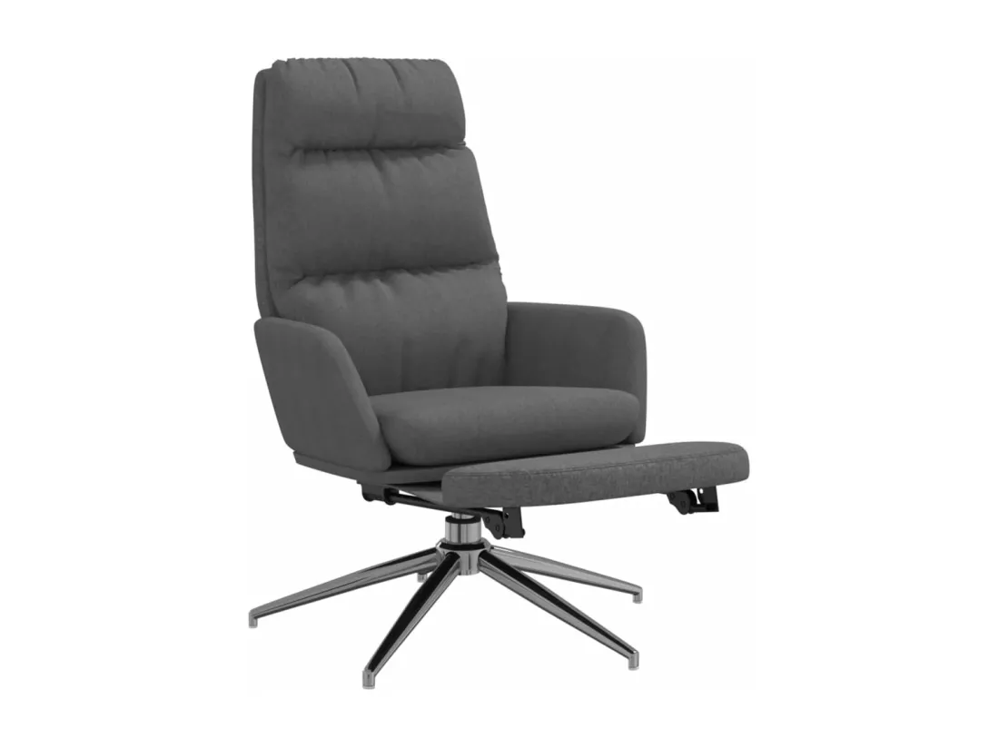 Chaise de relaxation avec repose-pied Gris foncé Tissu