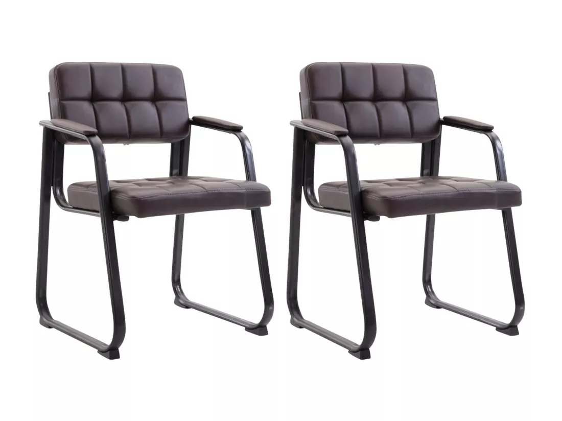 Lot de 2 chaises avec accoudoirs - Similicuir - Marron - Canada B
