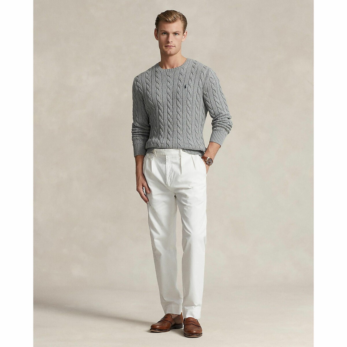 POLO RALPH LAUREN<br>Suéter de algodão trançado