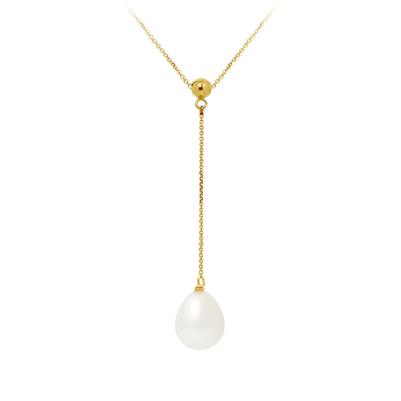 Collier ras du cou Femme Perle de culture d'eau douce Blanche 9 mm AA et Or jaune 750/1000