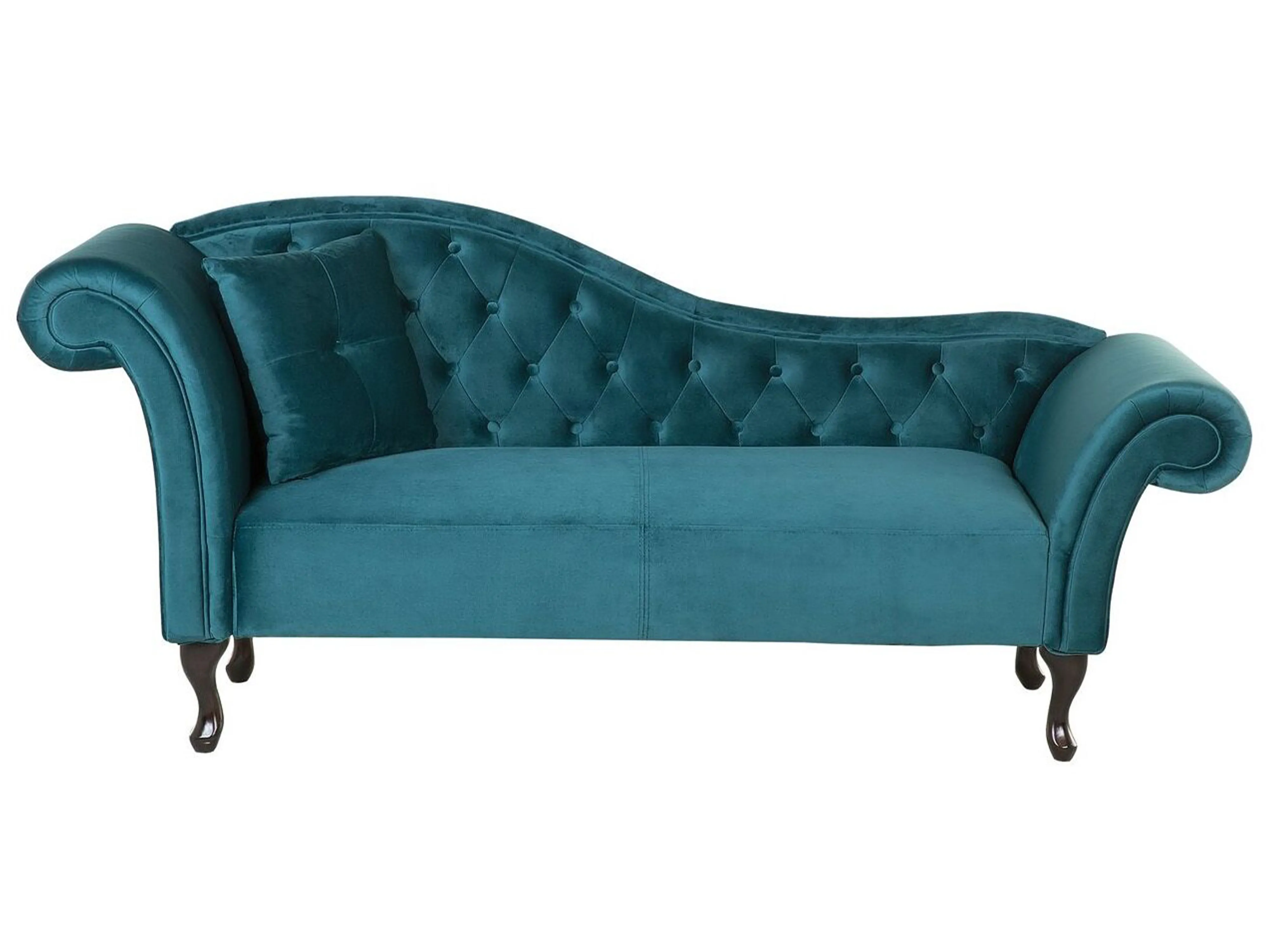Linkszijdige chaise longue LATTES Fluweel Groenblauw