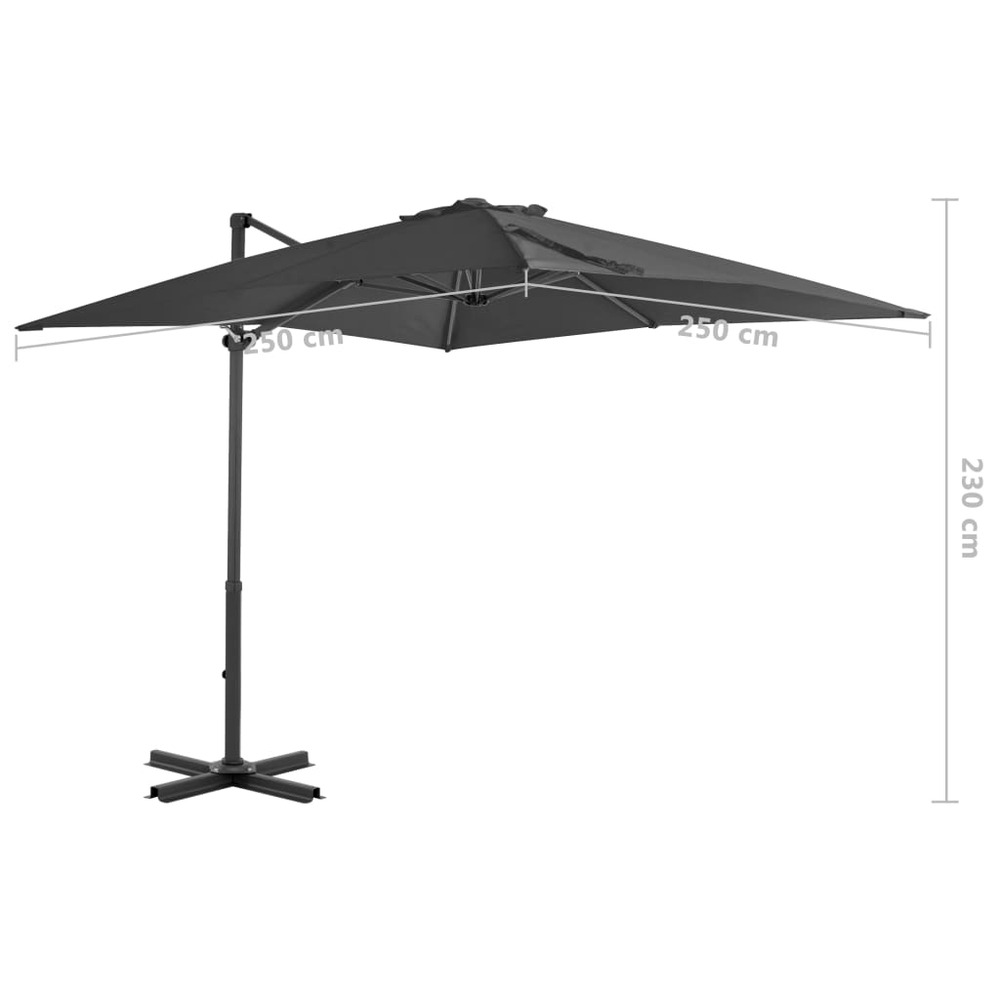 Parasol meuble de jardin en porte-à-faux mât en aluminium 250 x 250 cm anthracite
