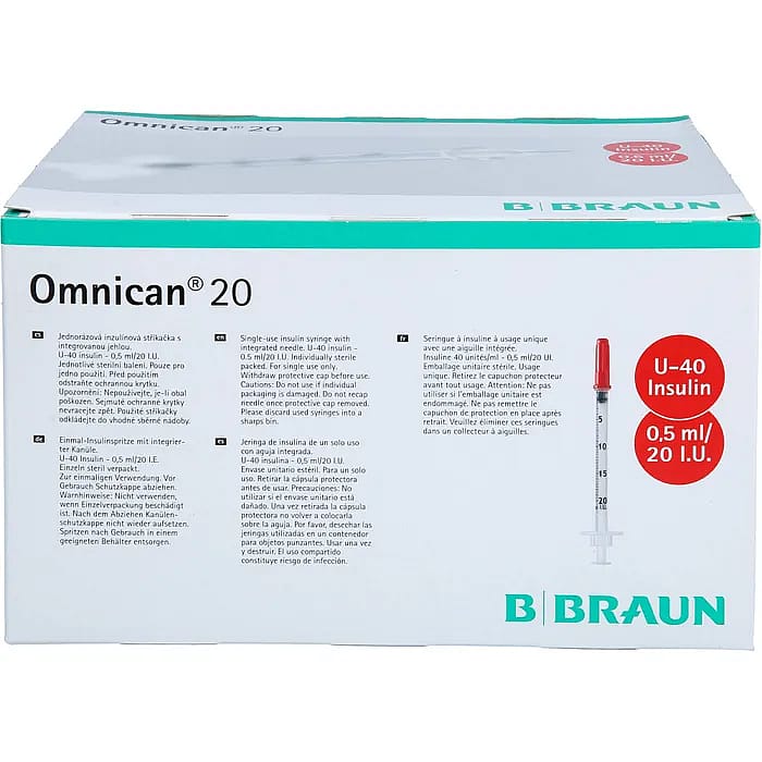 Spuit Insuline Braun Omnican-20 0.5 ml/20U Hond Kat 100 stuks