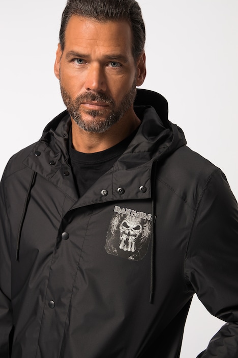 Regenjacke, Iron Maiden,  wasserabweisend, Kapuze, Zipper, leichtes Futter