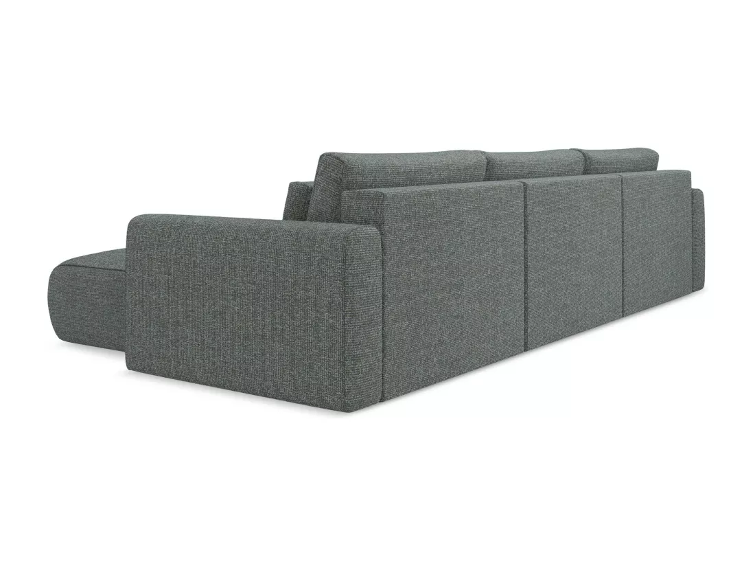 Canapé d'angle panoramique convertible en tissu texturé - acier - KAPUA