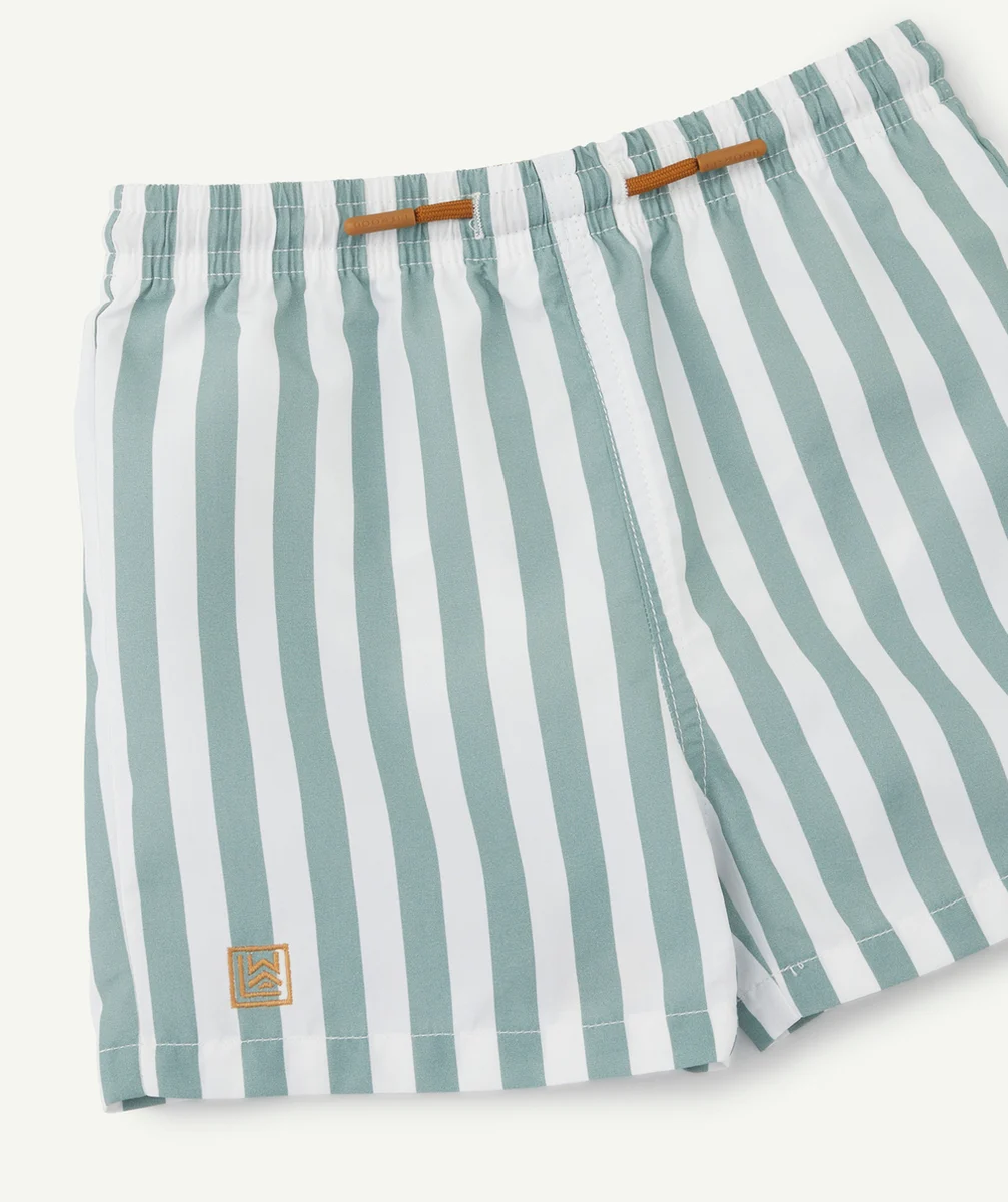 LIEWOODSHORT DE BAIN BÉBÉ GARÇON RAYÉ BLANC ET VERT