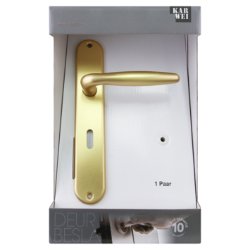 Karwei deurkruk set Eros ovaal schild sleutelgat 56 mm messing mat aluminium