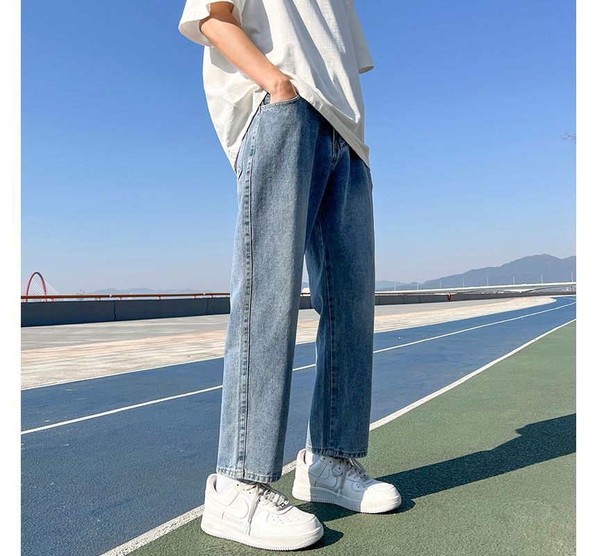 Sherina - Cropped rechte jeans met middelhoge taille