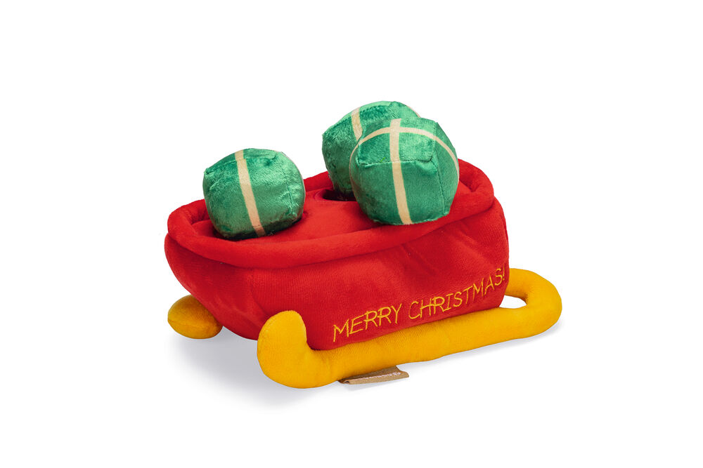 Beeztees Kerstslee Hide and Seek - Denkspel - Puzzel - Hondenspeelgoed - rood