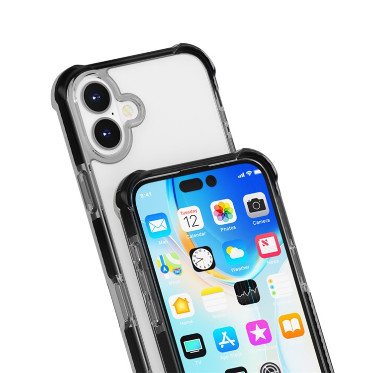 iPhone 16 MagSafe Hülle TPU Bumper Acryl Rückseite - Transparent / Schwarz
