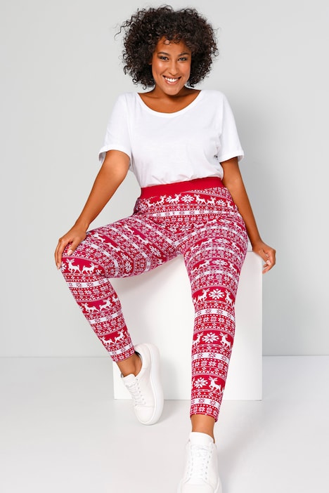 Leggings, Slim Fit, weihnachtliches Muster, Elastikbund