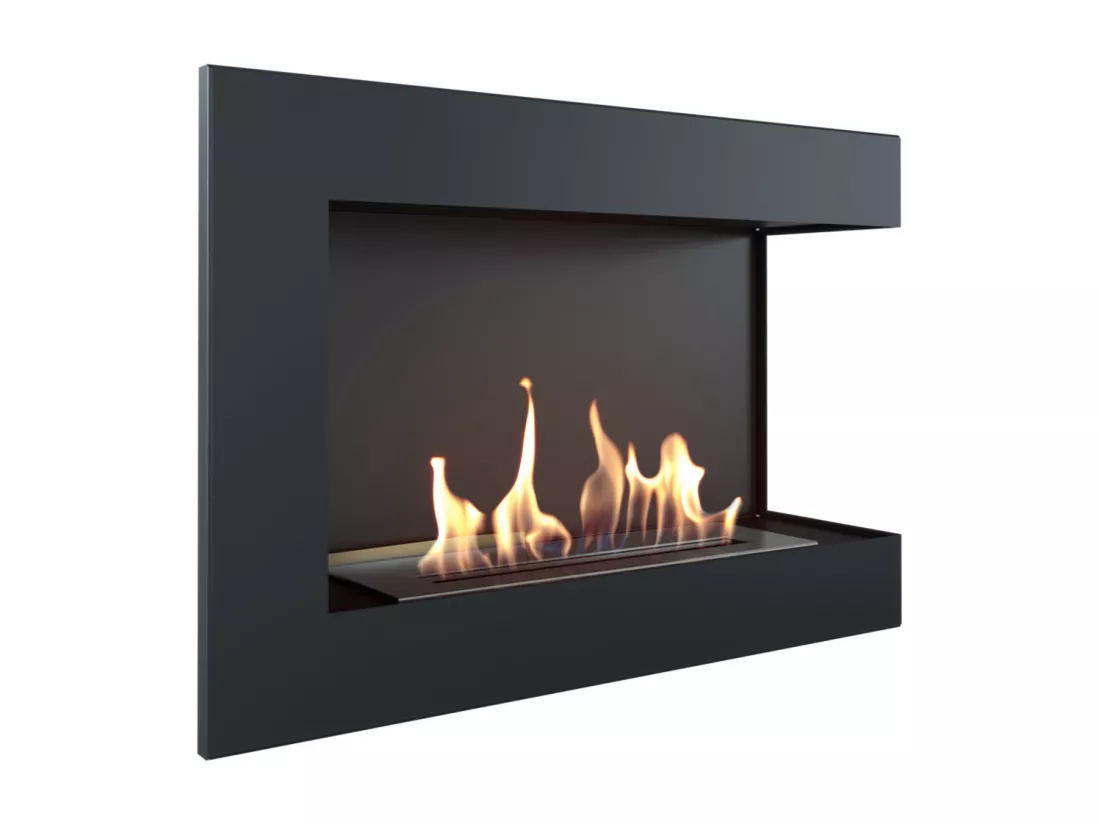 Cheminée bio-éthanol delta d'angle droit 70 cm