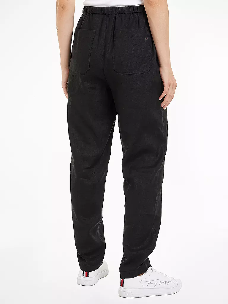 TOMMY HILFIGER Leinenhose Jogging Fit schwarz