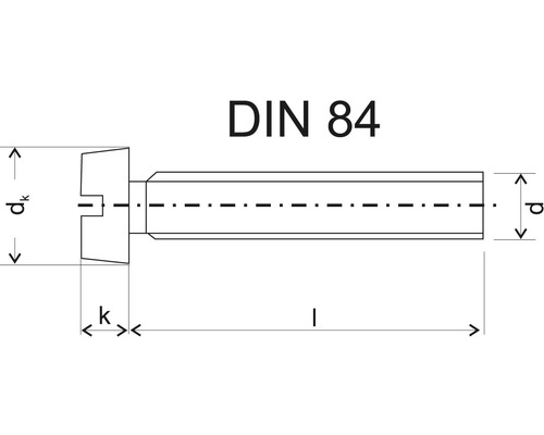 Stalen cilinderschroef DIN 84 M2,5 x 8 mm Verpakking = 20 stuks