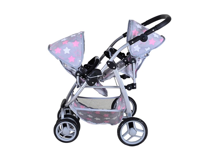 Knorrtoys Zwillingspuppenwagen Milo Star Grey Pink Puppenbuggy Duo