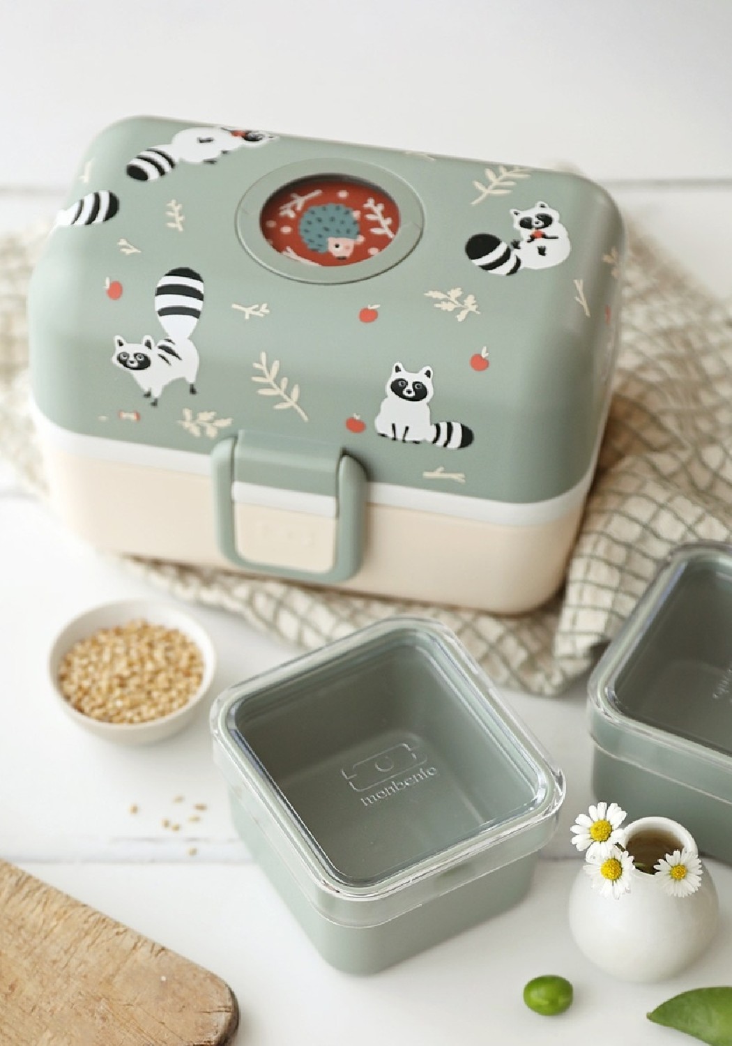 Monbento Kinder-Lunchbox Tresor Green Raccoon