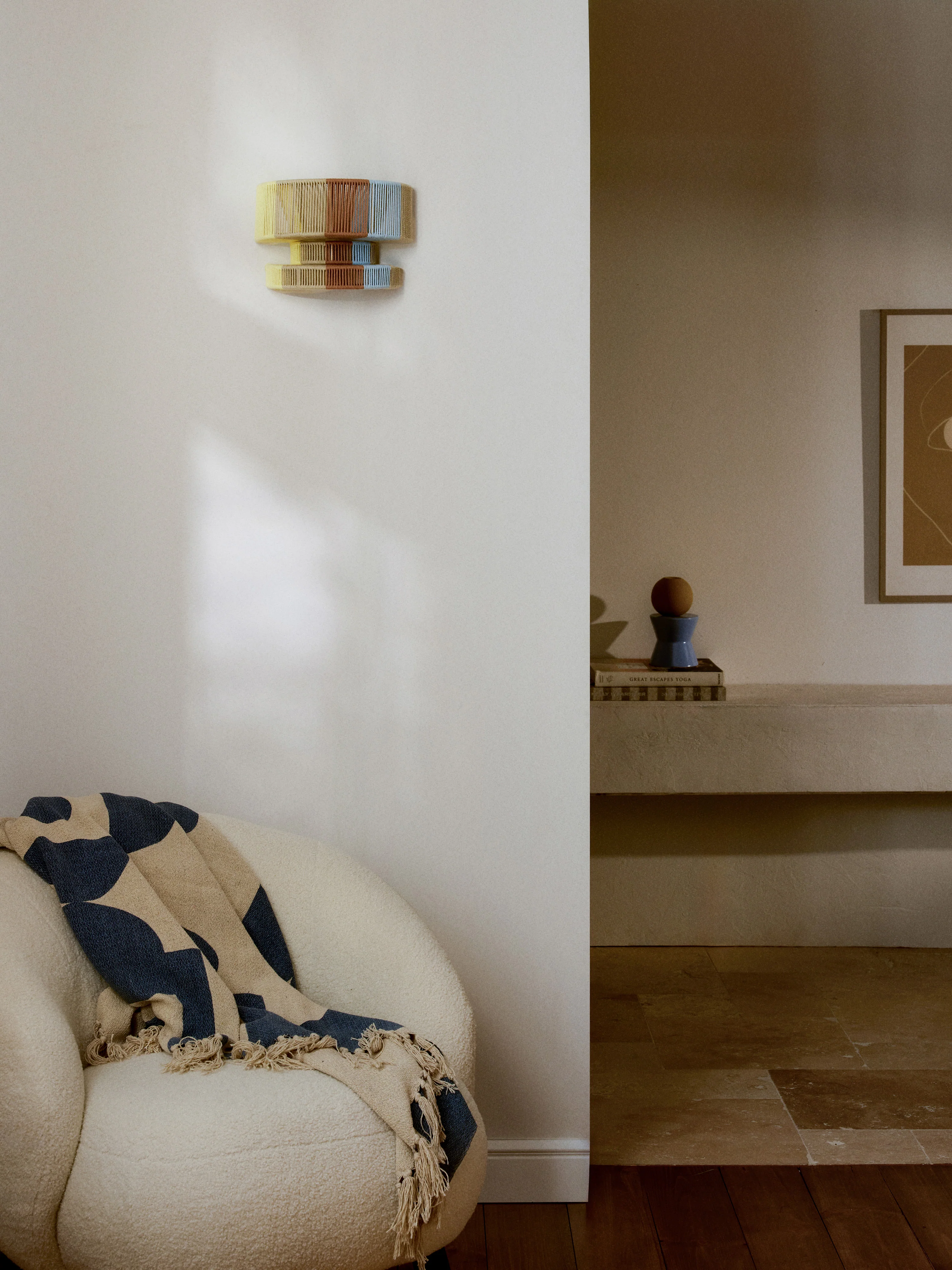 Grote wandlamp Lace van linnen draad