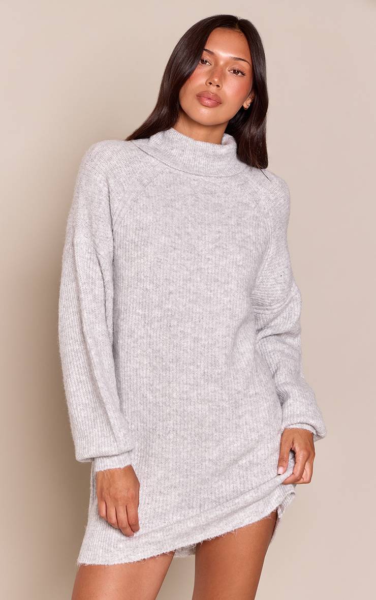 Gris Robe Synthétiquell Luxe En Maille À Col Roulé