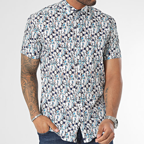 Chemise Manches Courtes Blanc Bleu Clair