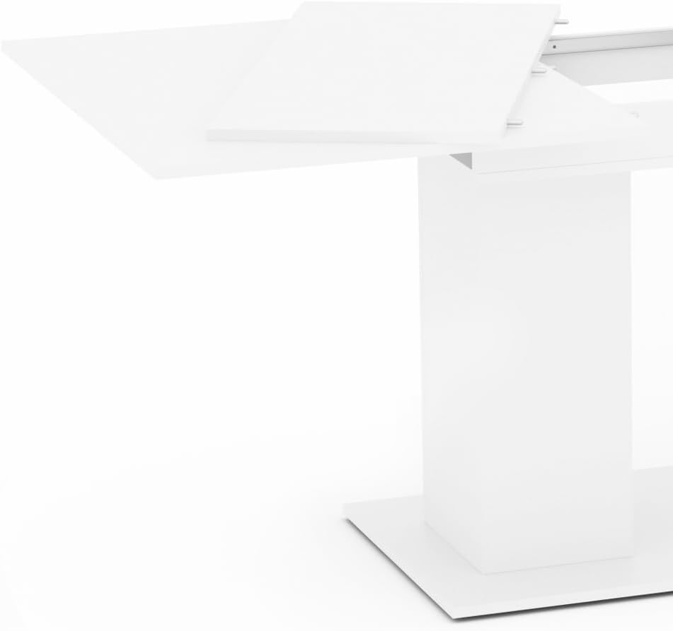 Vicco Esstisch Dix, ausziehbarer Esszimmertisch, Weiß, 140 x 90 cm