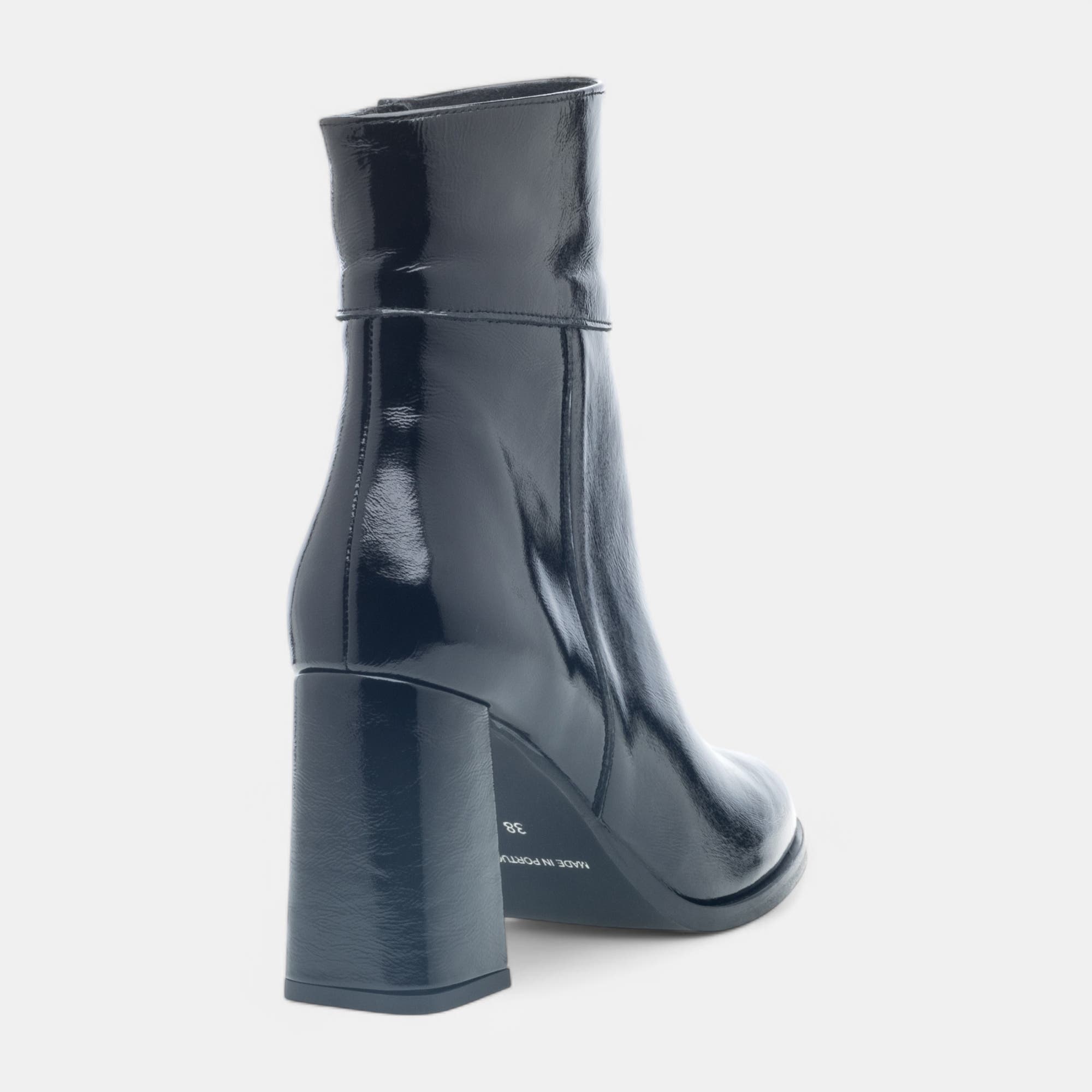 Bottines à talon Femme en cuir noir vernis