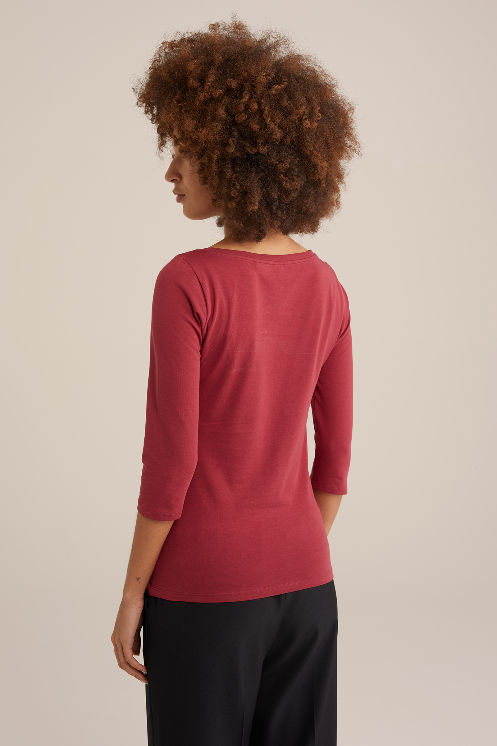 T-shirt met driekwart mouwen WE Fashion Rood