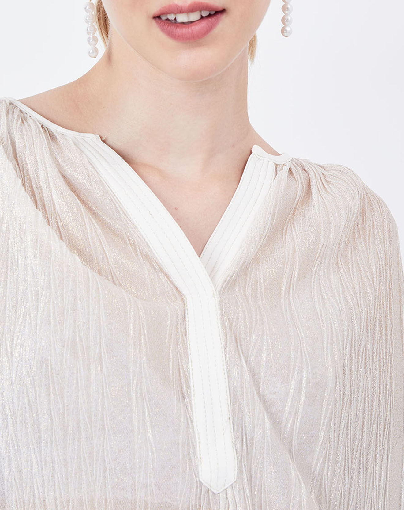 See u Soon Blouse Plantain transparente blanche