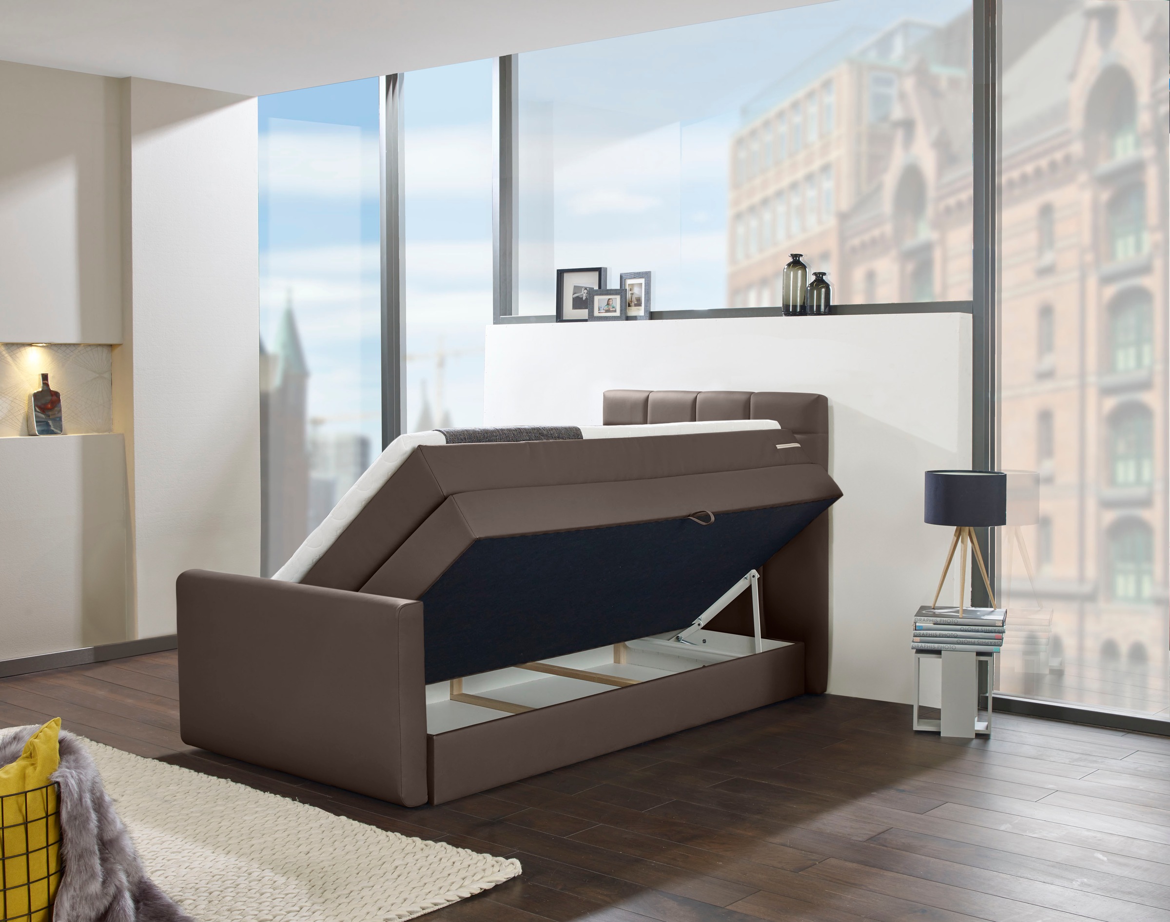 INOSIGN Boxspringbett »Lethbridge« inkl. Bettkasten und Topper, zwei Matratzenarten in H2